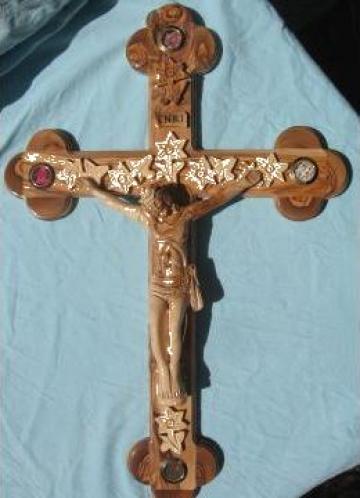 Crucifixul celor 14 opriri - sculptat in lemn de maslin 50cm de la Jerusalem 4 u - Pfa