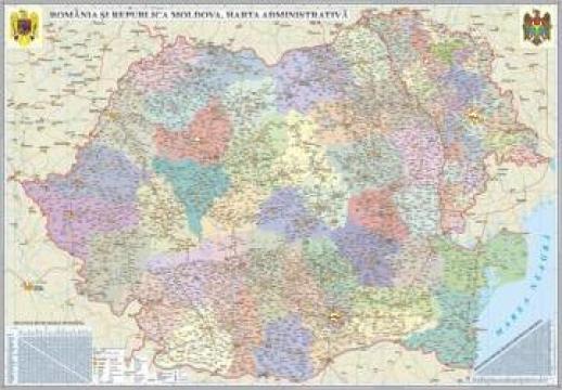 Harta administrativa Romania si Republica Moldova de la Eurodidactica Srl