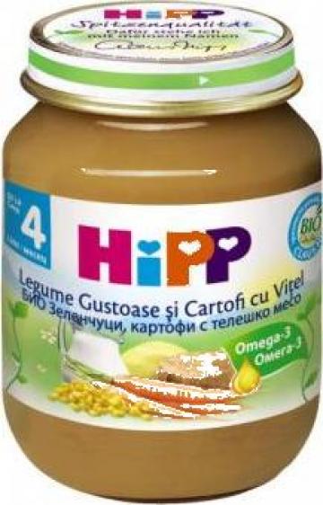 Meniu bebelusi Vitel cu legume si cartofi, 125 gr HiPP Bio