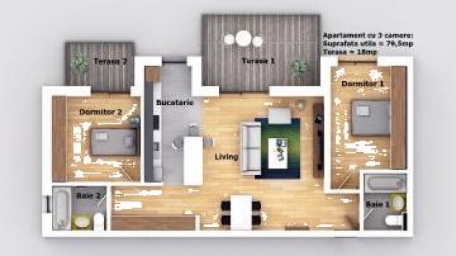 Apartament cu 3 camere Octavian Goga Selimbar de la Rara Invest Srl