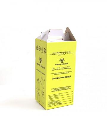 Cutie carton deseuri infectioase, 10 litri, sac galben de la Distrimed Lab SRL