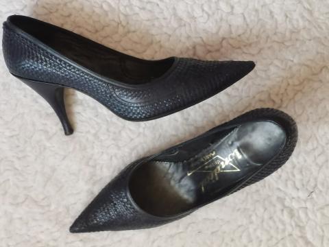 Pantofi dama bleumarin stiletto piele impletita toc cui de la Cieaura