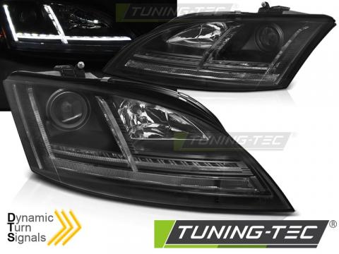Faruri compatibile cu Audi TT 06-10 8J negru LED SEQ
