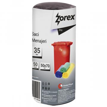 Saci menajeri Zorex Pro, 35L, negri (50 bucati/rola)