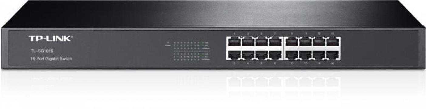 Switch TP-Link TL-SG1016, 16 porturi Gigabit, 1U 19 inch Rac