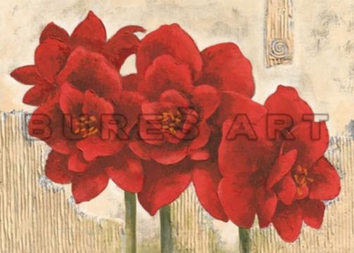 Tablou Flori rosii cu foita argintie inramat de la Arbex Art Decor