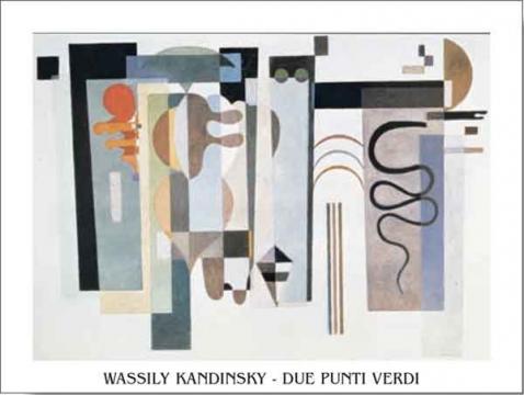 Tablou Kandinsky Doua puncte verzi inramat, 50x70 cm de la Arbex Art Decor