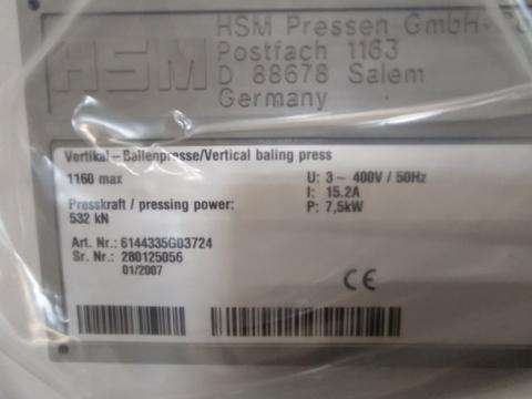 Presa de  balotat HSM V-Press 1160 max,  din  2007