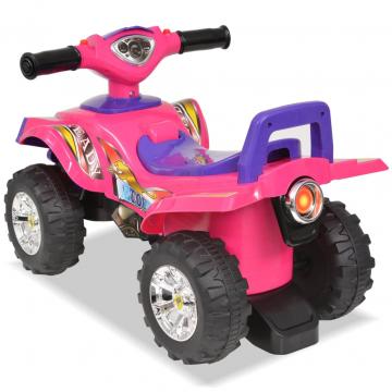 Jucarie ATV de plimbare pentru copii cu sunet si lumina roz