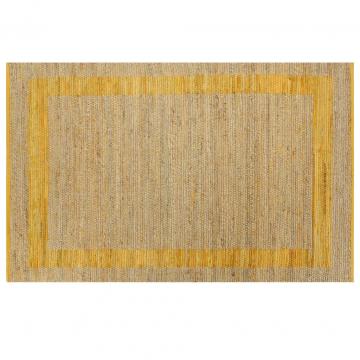 Covor manual, galben, 120 x 180 cm, iuta
