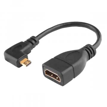 Cablu HDMI mama la micro HDMI tata mufa 90 grade 0,1 metri de la Sirius Distribution Srl