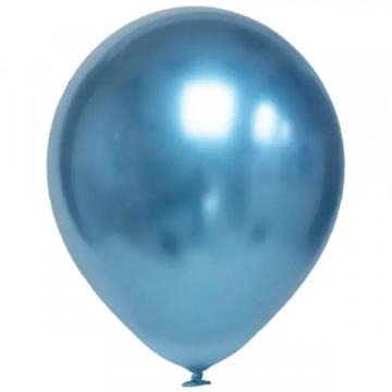 Set 10 baloane latex chrome albastru / blue 30cm