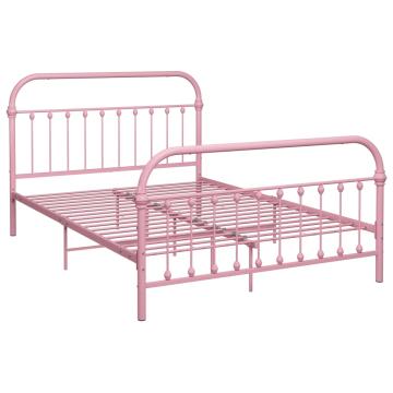 Cadru de pat, roz, 140 x 200 cm, metal
