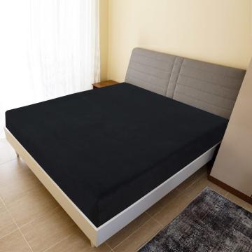 Cearsaf de pat cu elastic, negru, 90x200 cm, bumbac de la VidaXL