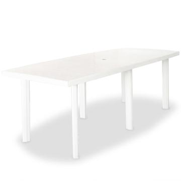 Set mobilier de exterior, 9 piese, alb, plastic de la VidaXL
