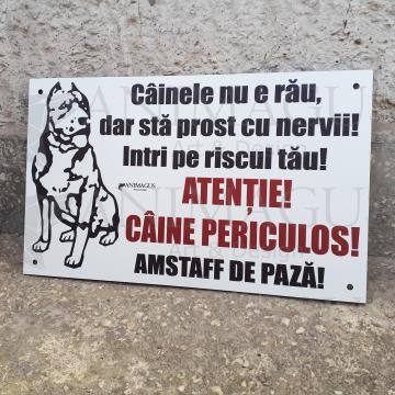 Placa avertizare Amstaff - Nu e rau!