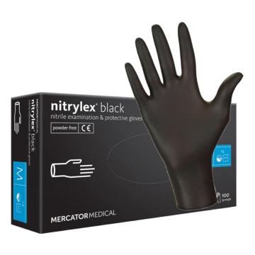Manusi nitril nepudrate negre, Nitrylex Black, 100 buc/cutie