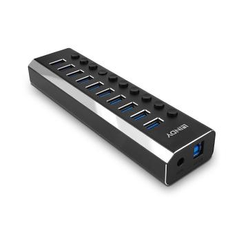 Hub Lindy cu 10 porturi USB, cu buton on/off de la Etoc Online