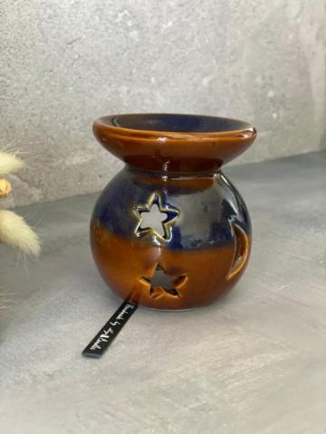 Lampa aromaterapie, maro indigo din ceramica pentru tablete