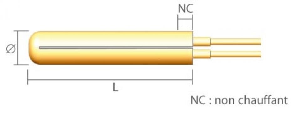 Rezistenta electrica - cartus, L 101.6 (4") mm, P 350 W de la Tehnocom Liv Rezistente Electrice, Etansari Mecanice