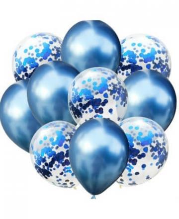 Set 10 baloane cu confetti albastru 30cm de la Calculator Fix Dsc Srl
