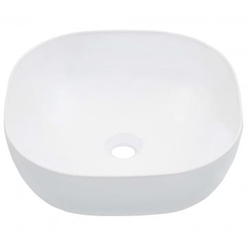 Chiuveta de baie, alb, 42,5x42,5x14,5 cm, ceramica de la VidaXL