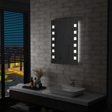 Oglinda cu LED de perete pentru baie, 60 x 80 cm