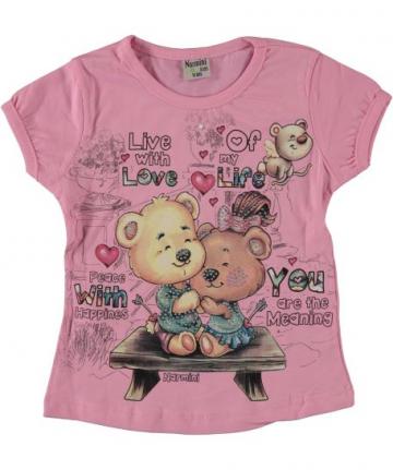 Tricou fete, Cute Bear, bumbac, roz deschis de la A&P Collections Online Srl-d