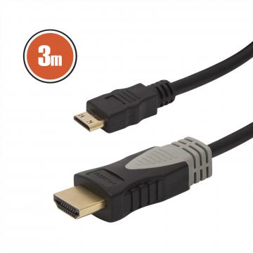 Cablu mini HDMI 3 m cu conectoare placate cu aur de la Rykdom Trade Srl