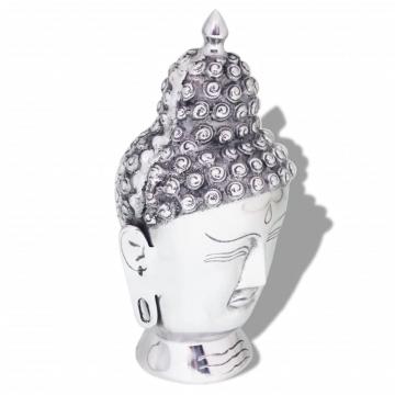 Decoratiune cap Buddha, argintiu, aluminiu de la VidaXL