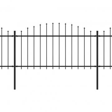 Gard de gradina cu varf sulita, negru, 10,2 m, otel