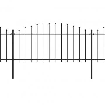 Gard de gradina cu varf sulita, negru, 10,2 m, otel