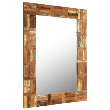 Oglinda de perete, 60 x 90 cm, lemn masiv reciclat