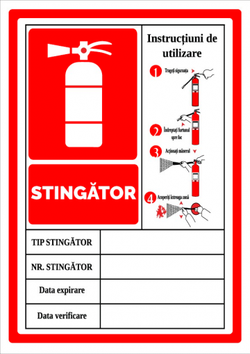 Indicator instructiuni pentru stingator