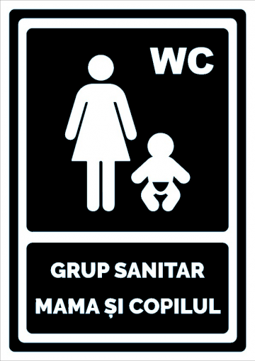 Indicator negru pentru grup sanitar mama si copilul