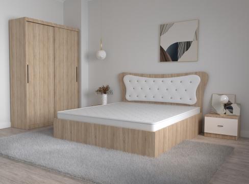 Dormitor Dante sonoma alb cu pat matrimonial 160 cm x 200 cm de la Wizmag Distribution Srl