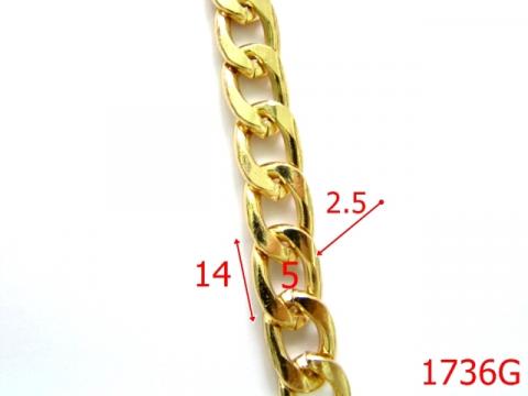 Lant metalic/ light gold 14x5 mm gold AI16 1736G