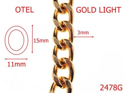 Lant otel gold light 11mmx3mm 11 mm 3 gold 2478G