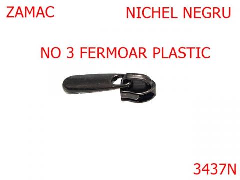 Cursor pt.fermoar plastic no.3 mm nichel negru 3437N