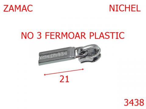 Cursor pt fermoar plastic no.3 mm nichel 3438