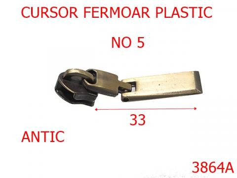 Cursor fermoar plastic no 5 mm antic 3864A