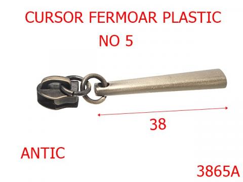 Cursor fermoar plastic no.6 no.5 mm antic 3865A