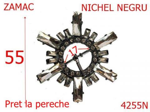 Catarama rotunda cu pietre 17 mm zamac nichel 4255N de la Metalo Plast Niculae & Co S.n.c.