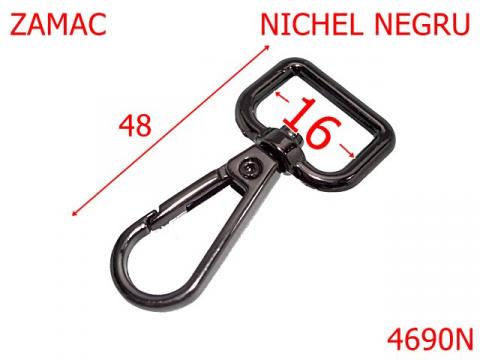 Carabina poseta, geanta sau borseta 16 mm zamac nichel 4690N de la Metalo Plast Niculae & Co S.n.c.