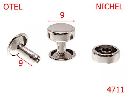 Rivet cap ornamental cilindric  9 mm otel nichel 4711 de la Metalo Plast Niculae & Co S.n.c.
