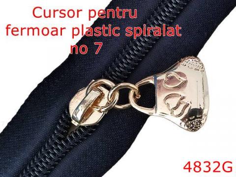 Cursor fermoar spiralat din plastic no 7 zamac gold 4832G de la Metalo Plast Niculae & Co S.n.c.