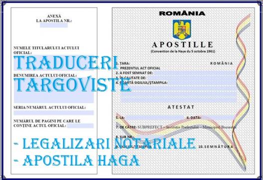 Servicii traduceri apostila Haga Targoviste + Dambovita de la Agentia Nationala AHR Traduceri