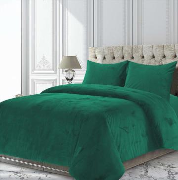Set de pat catifea King Size Verde de la Etoc Online