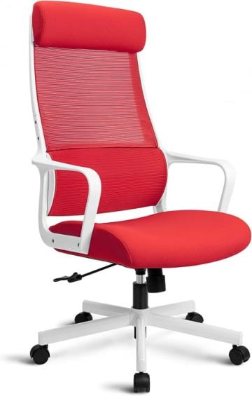 Scaun birou ergonomic rotativ Atena, material textil rosu de la Sembazuru Art Srl