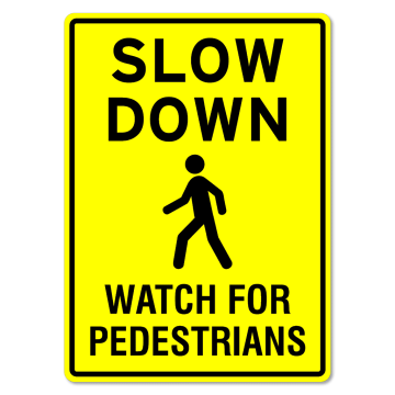 Semn Sign slow down watch for pedestrians
